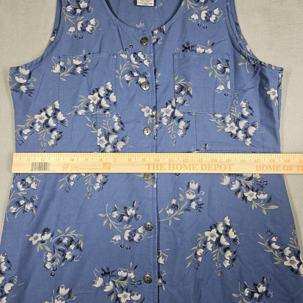 Directives Maxi Dress Womens L Blue Floral Cottagecore Prairie Button Down 90s - Picture 10 of 12